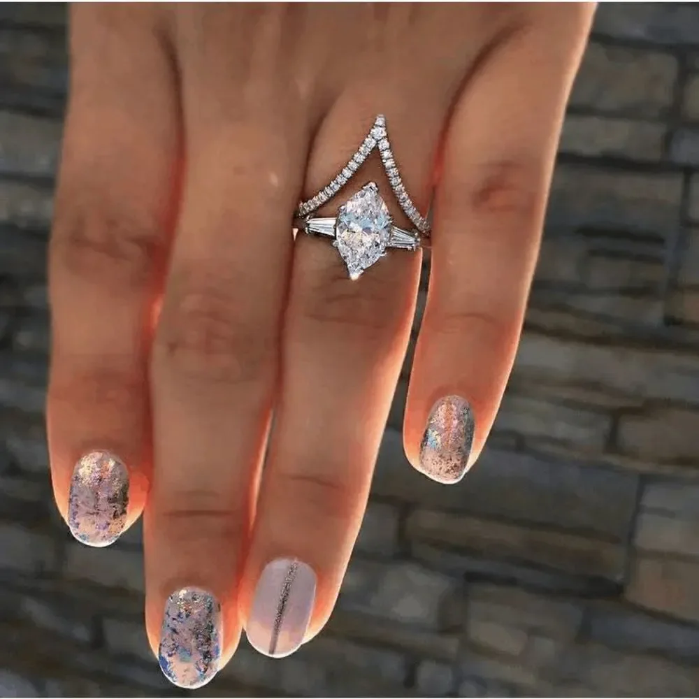 White Gold Diamond Marquise Wedding Engagement Anniversary Ring